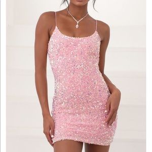 Lucy In The Sky pink sequin dress size medium! Never worn!!